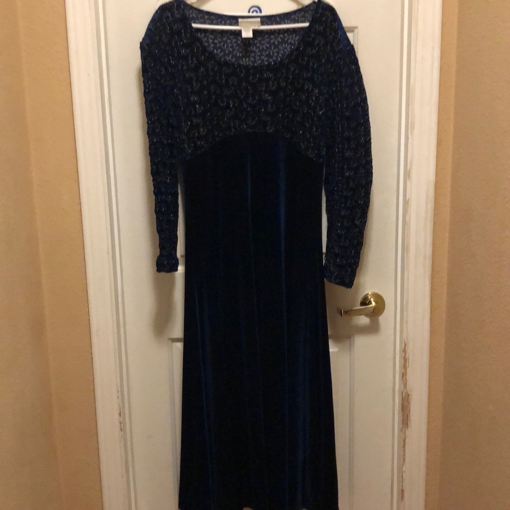 Coldwater creek navy blue velvet dress
